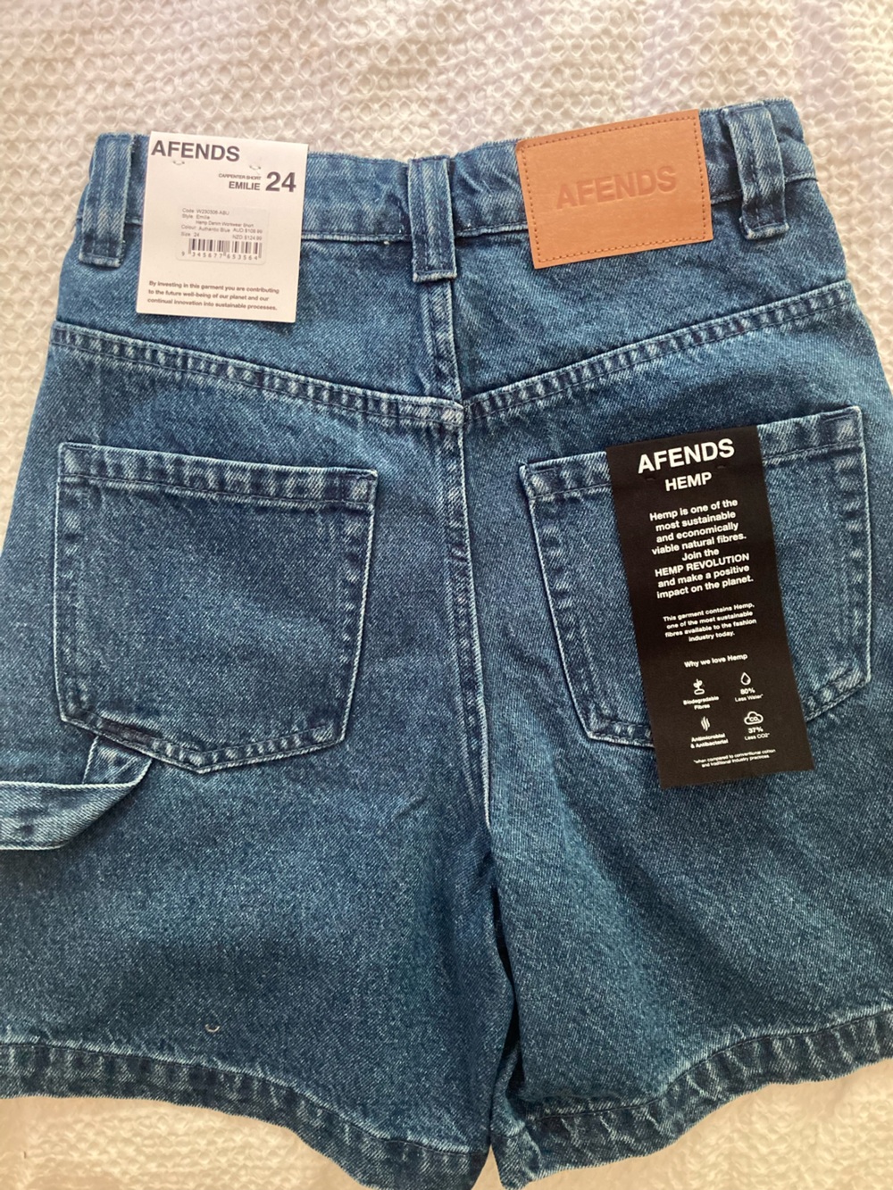 Afends Mid Blue High-Rise Denim Shorts - Picture 6 of 6